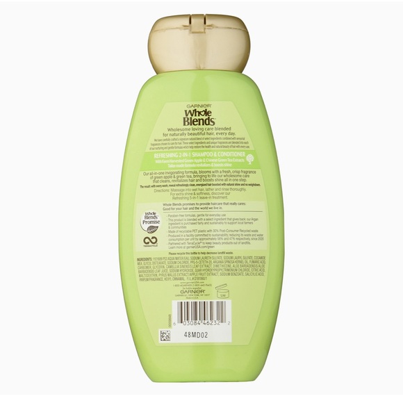 GARNIER WHOLE BLENDS Green Apple Green Tea 2 in 1 *NEW* - Picture 2 of 3